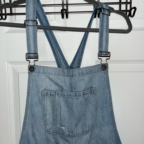 Light Blue Distressed Overalls Meidum - Picture 2 of 5